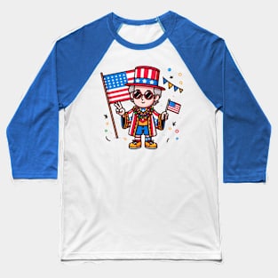 A Whimsical Tribute to American Culture in Cartoon Style T-Shirt Baseball T-Shirt